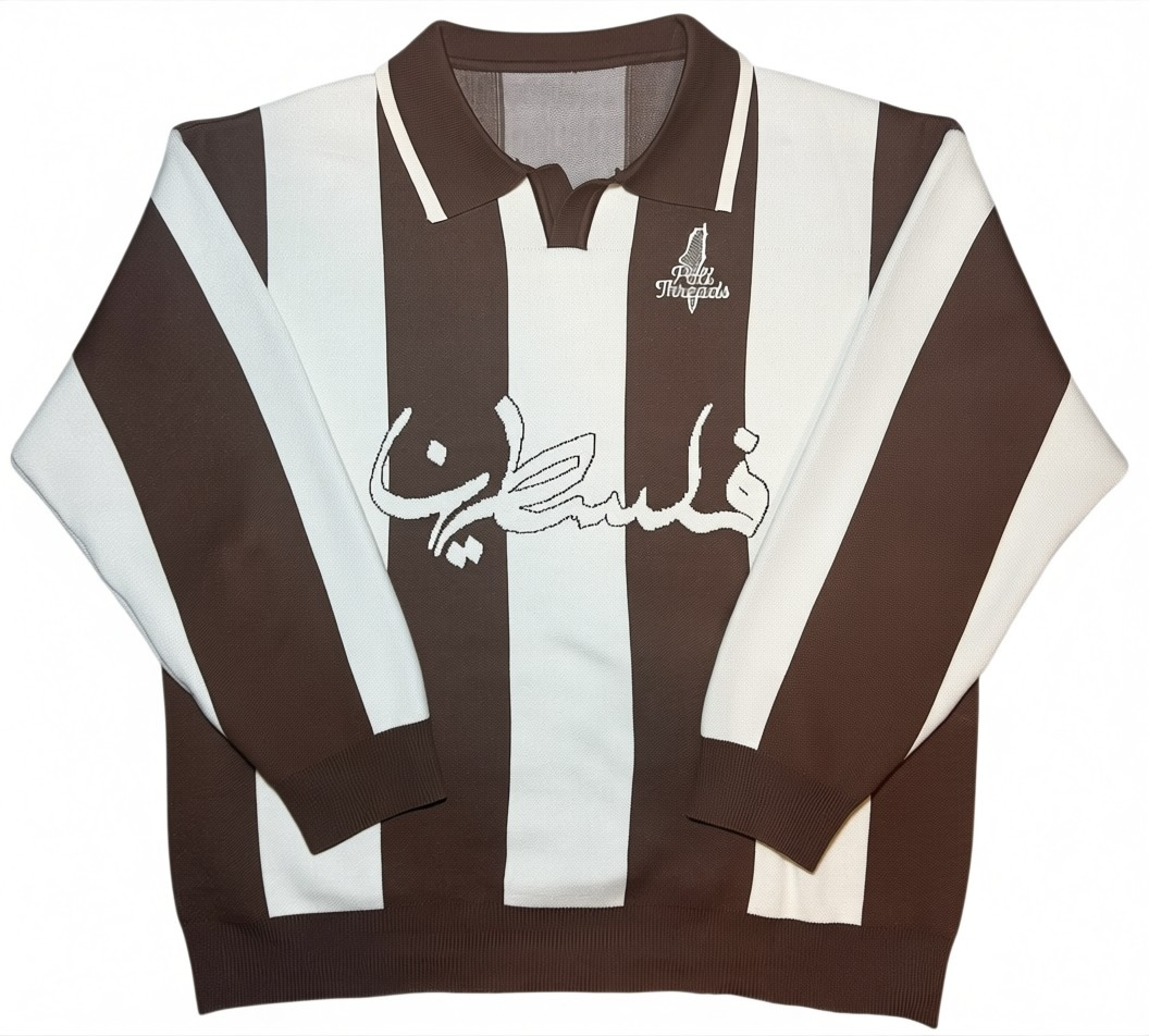 Palestine Knit Polo – Brown/Cream