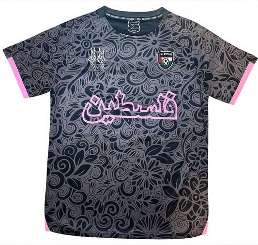 Palestine Floral Jersey – Black/Pink
