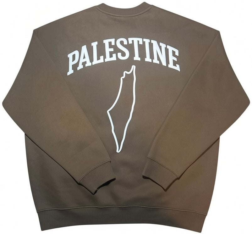 Palestine Outline Crewneck – Brown