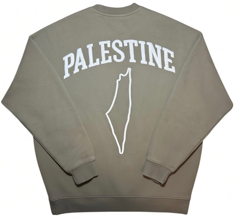 Palestine Outline Crewneck – Olive