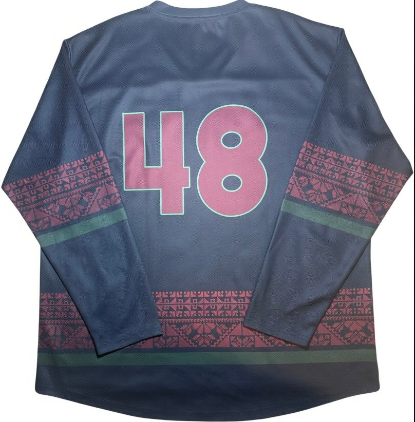Palestine Tatreez Hockey Jersey – Navy